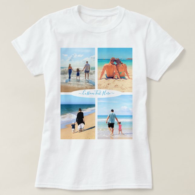 Custom Family Photo Collage T-Shirt with Text (Design Front)