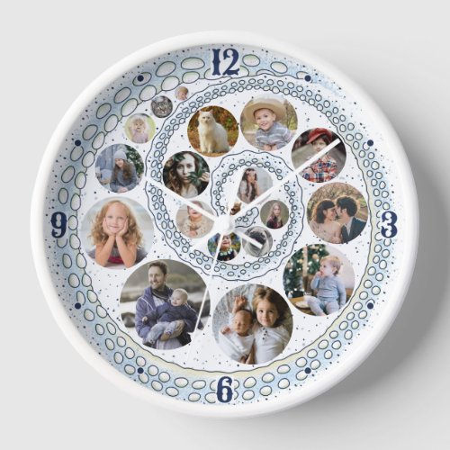 Custom Family Photo Collage Tentacle Spiral Beach Clock