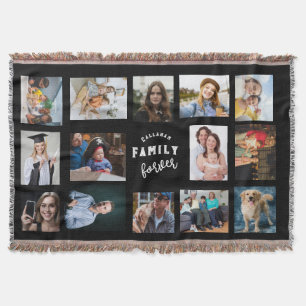 Custom Family Photo Collage Throw Blanket - 14 Pic