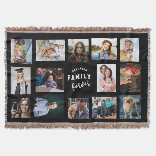 Custom Family Photo Collage Throw Blanket - 14 Pic