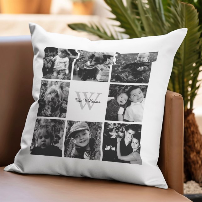 Custom Family Photo Collage Throw Pillow (Creator Uploaded)