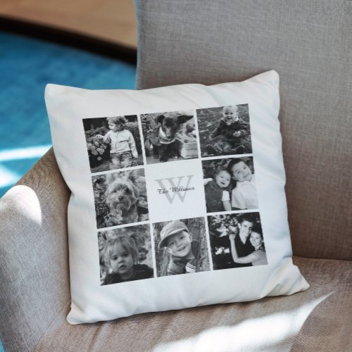 Custom Family Photo Collage Throw Pillow