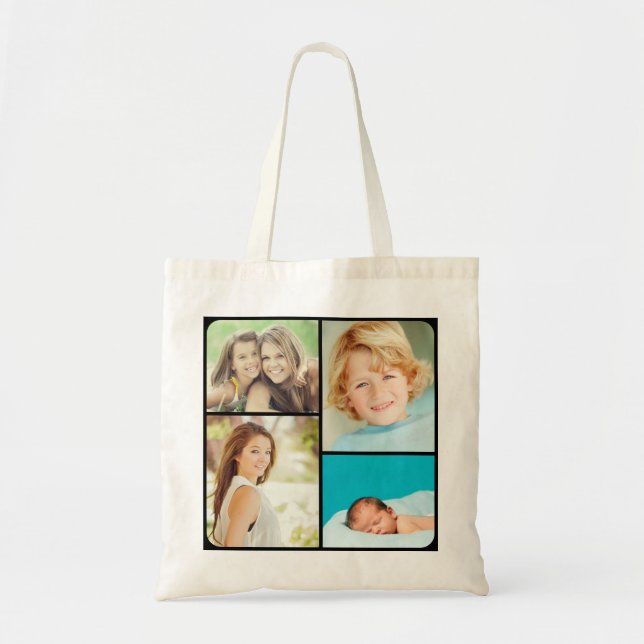 Custom Family Photo Collage Tote Bags (Front)