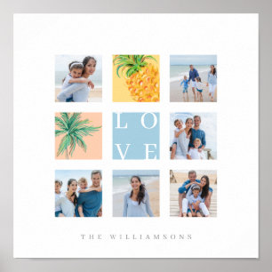 Custom Family Photo Collage Tropical Island Theme Poster