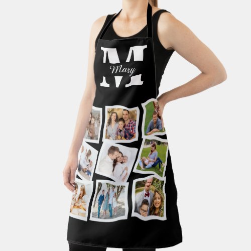 Custom Family Photo Collage with name and monogram Apron