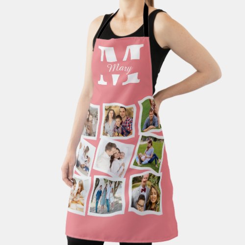 Custom Family Photo Collage with name and monogram Apron