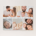 Custom Family photo Collage year Personalized Jigsaw Puzzle<br><div class="desc">Create a personalized large jigsaw puzzle featuring a 5-photo family collage for a memorable and engaging gift. This custom puzzle showcases five of your favorite family photos in a beautiful gallery layout, bringing joy and nostalgia as you piece it together. Ideal for family gatherings, holiday gifts, or special occasions, this...</div>