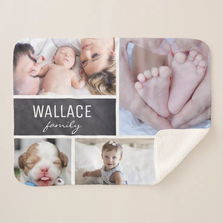Custom Family Photo Collection collage Sherpa Blanket Zazzle