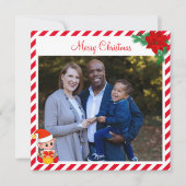 Custom Family Photo & Cute Elf on Red and White (Front)
