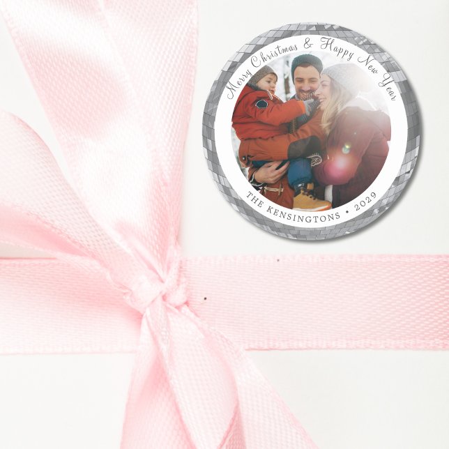 Custom Family Photo Disco Ball Sticker with Text (Custom Family Photo Disco Ball Sticker with Text)