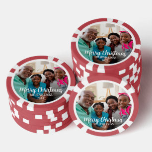 Custom Family Photo Double Sided Christmas Poker Chips