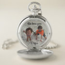 Custom Family Photo Grandpa Silver Pocket Watch Custom Family Photo Grandpa Silver Pocket Watch