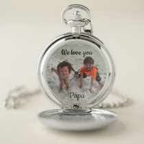 Custom Family Photo Grandpa Silver Pocket Watch Custom Family Photo Grandpa Silver Pocket Watch