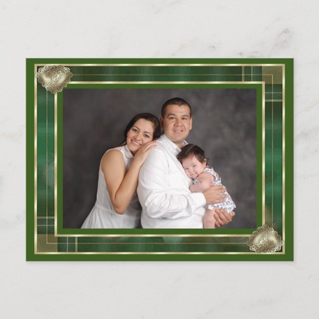 Custom Family Photo Green Antique Frame DIY, ZYPI Postcard (Front)