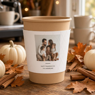 Custom Family Photo Happy Thanksgiving Coffee Cup Sleeve