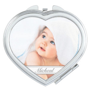 Custom Family Photo Heart Compact Mirror