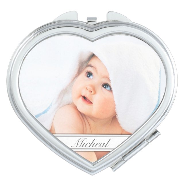 Custom Family Photo Heart Compact Mirror (Front)