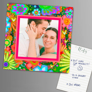 Custom Family Photo Hearts Colorful Floral Yellow