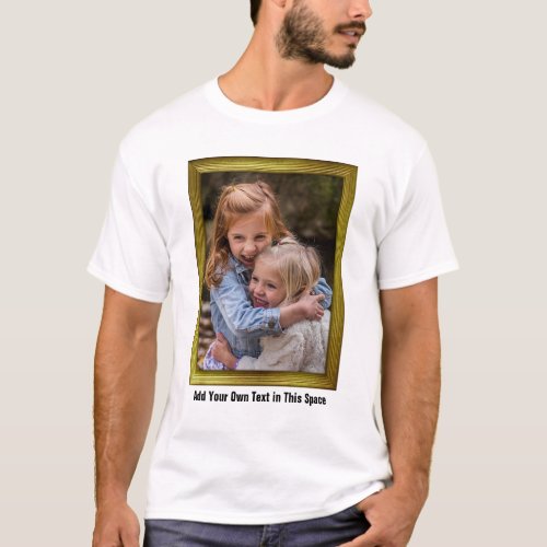 Custom Family Photo Inside Gold Frame  Text Easy T_Shirt