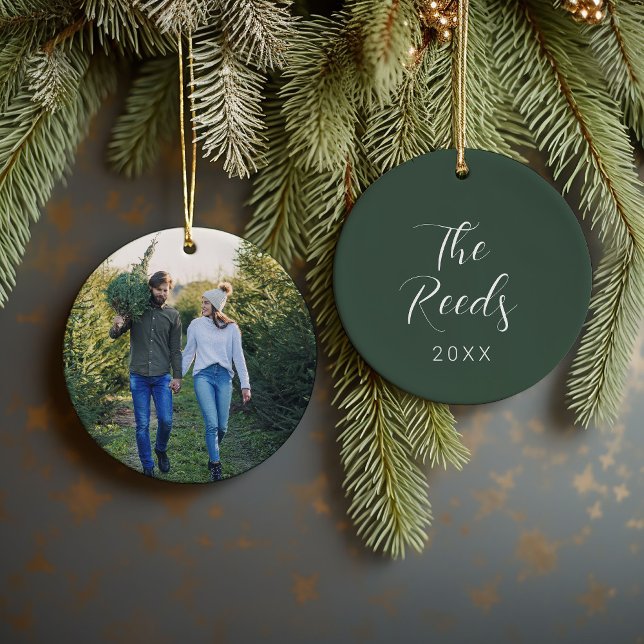 Custom Family Photo Keepsake Christmas Ceramic Ornament (Creator Uploaded)