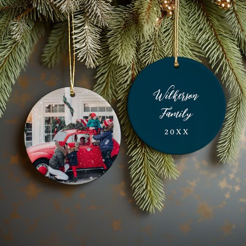 Custom Family Photo Keepsake Christmas Ceramic Ornament