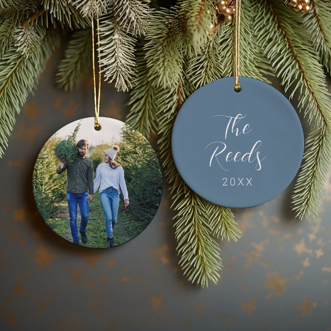 Custom Family Photo Keepsake Christmas Ceramic Ornament (Creator Uploaded)