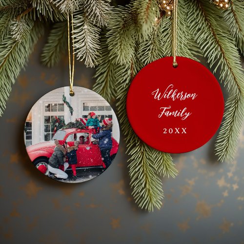 Custom Family Photo Keepsake Christmas Ceramic Ornament