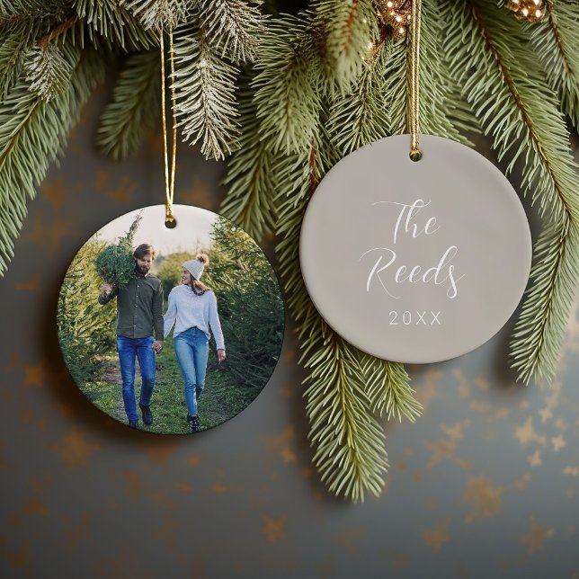 Custom Family Photo Keepsake Christmas Ceramic Ornament (Creator Uploaded)