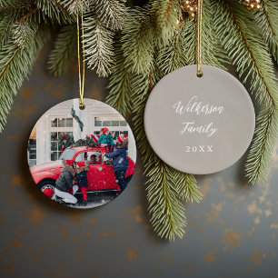 Custom Family Photo Keepsake Christmas Ceramic Ornament