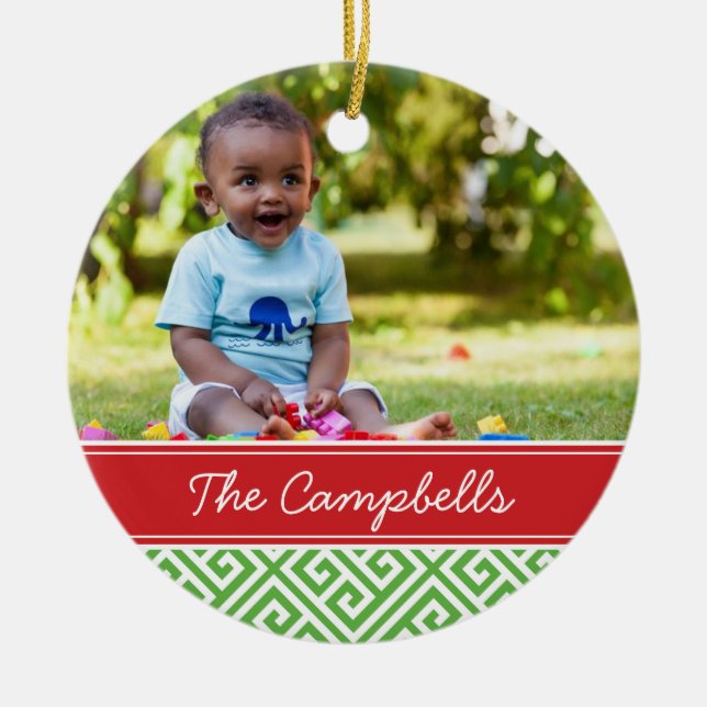 Custom Family Photo Keepsake Holiday Ornament (Front)