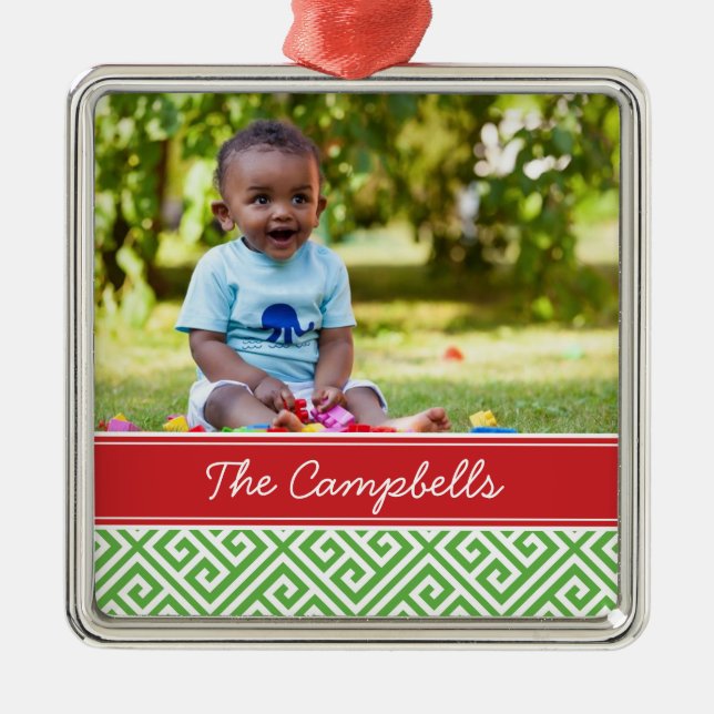 Custom Family Photo Keepsake Holiday Ornament (Front)