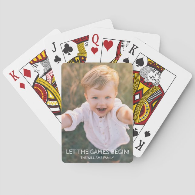 Custom Family Photo Let The Games Begin Poker Cards (Back)