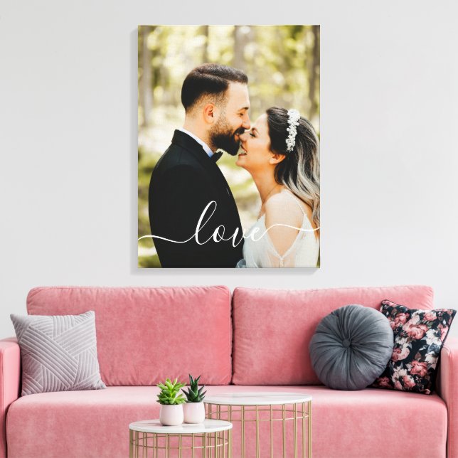 Custom Family Photo Love Script Canvas Print (Insitu(LivingRoom))