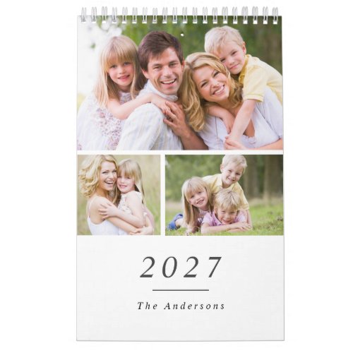 Custom Family Photo Minimalist 2027 Calendar