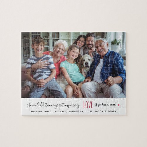 Custom family photo modern love typography quote jigsaw puzzle