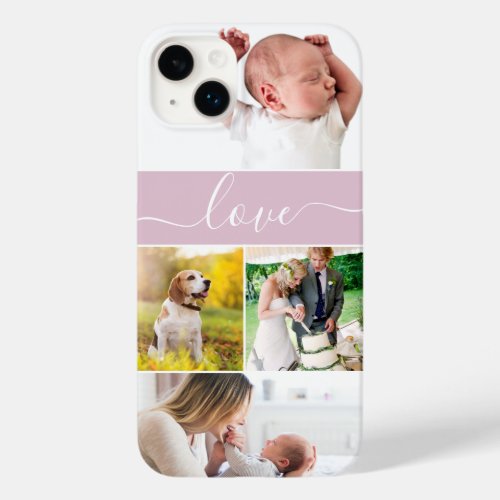 Custom Family Photo Mom Memories Love Script pink Case_Mate iPhone 14 Plus Case