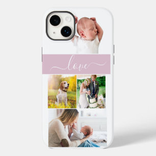 Custom Family Photo Mom Memories Love Script pink iPhone 14 Plus Case