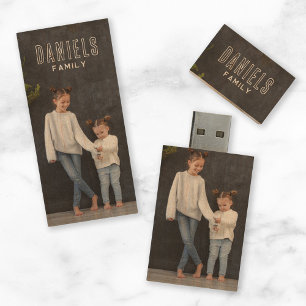 Custom Family Photo Monogram 2-Sided USB Wood Flash Drive