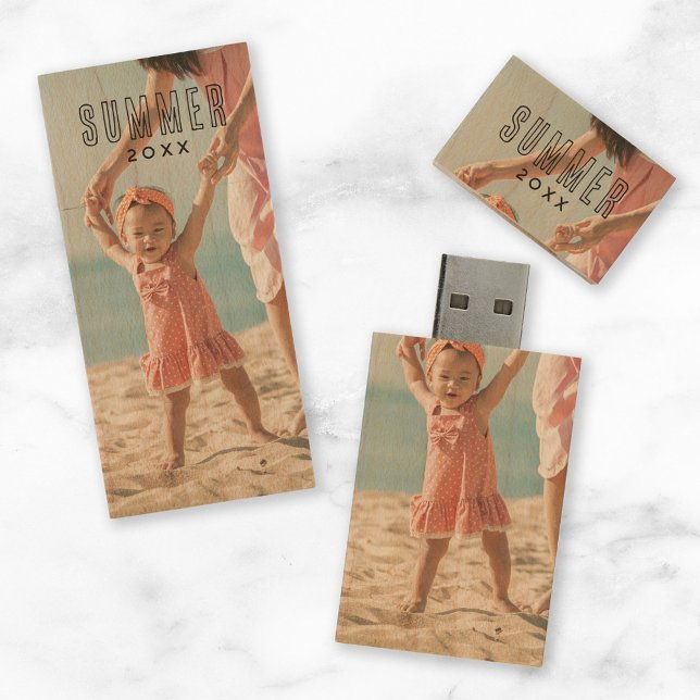 Custom Family Photo Monogram 2-Sided USB Wood Flash Drive (Creator Uploaded)