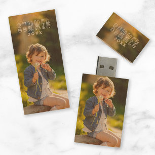 Custom Family Photo Monogram 2-Sided USB Wood Flash Drive