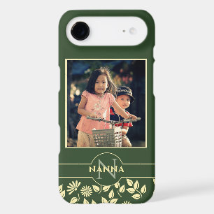 Custom Family Photo Monogram Name Pattern Green iPhone 17 Air Case