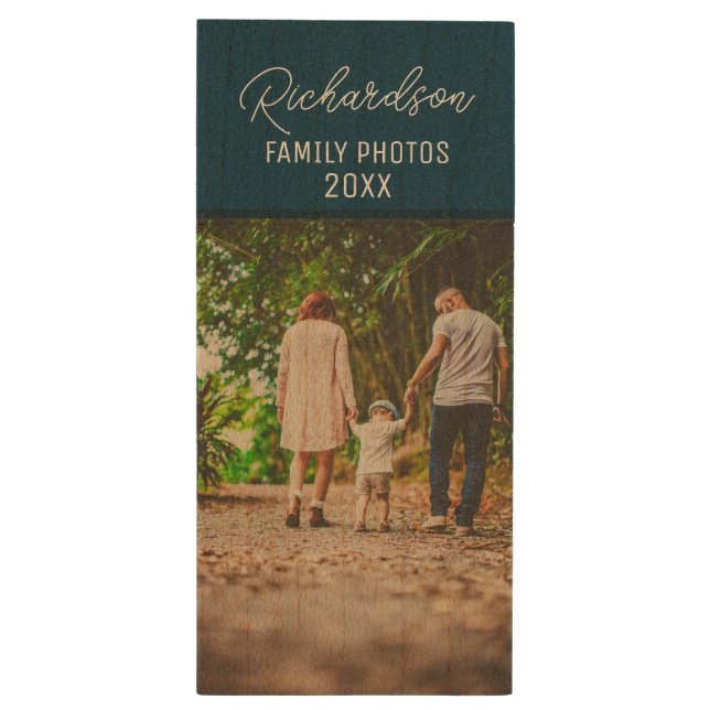 Custom Family Photo Monogram USB Flash Drive   (Back (Vertical))