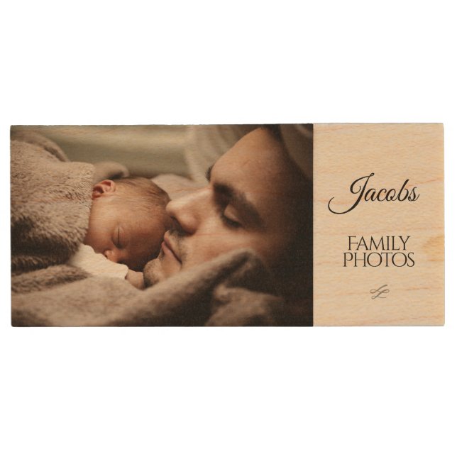 Custom Family Photo Monogram USB Flash Drive (Front)