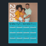 Custom Family Photo Name 2025 Calendar Magnet<br><div class="desc">Keep your family photo or a memorable photo nearby with a customizable 2025 calendar magnet card. Replace the sample photo in thesidebar. . Below it is a small white calendar on a flat color background Makes a great personalized stocking stuffer. Includes an envelope for easy sending (or get it without...</div>