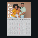 Custom Family Photo Name 2025 Calendar Magnet<br><div class="desc">Keep your family photo or a memorable photo nearby with a customizable 2025 calendar magnet card. Replace the sample photo in thesidebar. . Below it is a small white calendar on a flat color background Makes a great personalized stocking stuffer. Includes an envelope for easy sending (or get it without...</div>