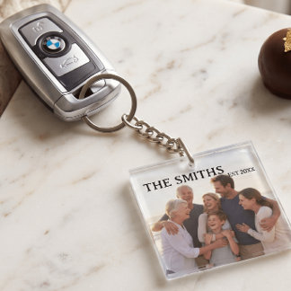 Custom Family Photo & Name Acrylic Keychain
