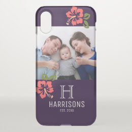 Custom Family Photo | Name and Monogram | Floral iPhone X Case