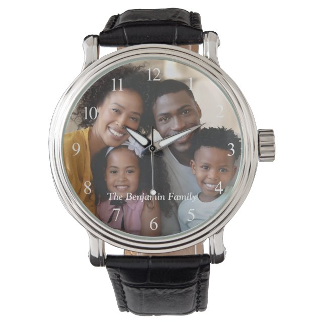 Custom Family Photo Name Personalize  Watch (Front)