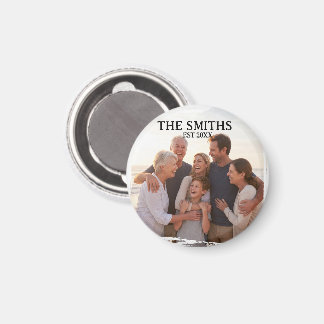 Custom Family Photo & Name Round Magnet