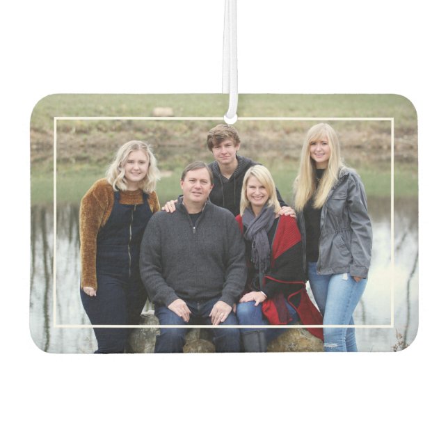 Custom Family Photo Name Rustic Wood Monogram Air Freshener (Front)